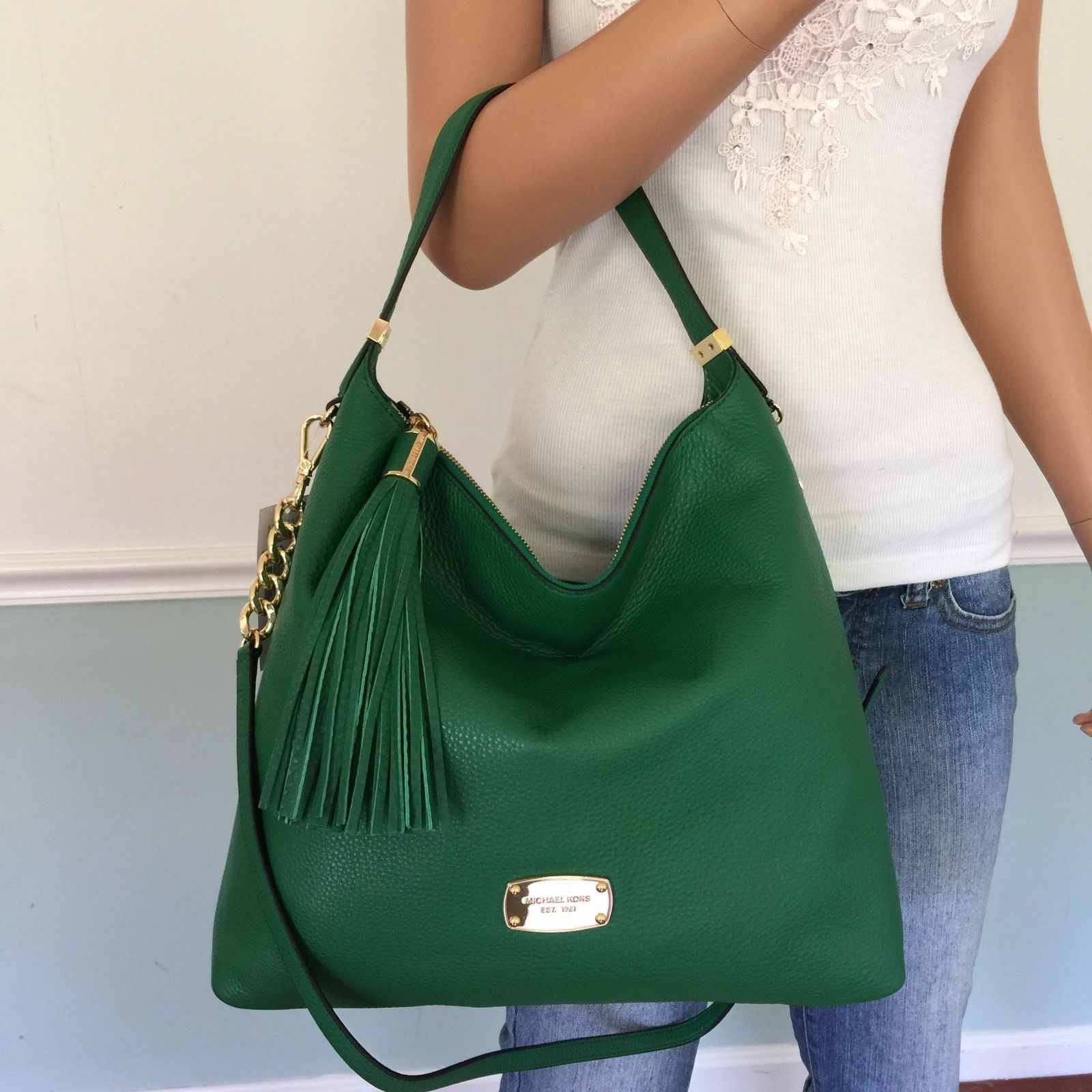 Michael Kors Bedford Large Convertible TZ Zip Top Tassel Gooseberry