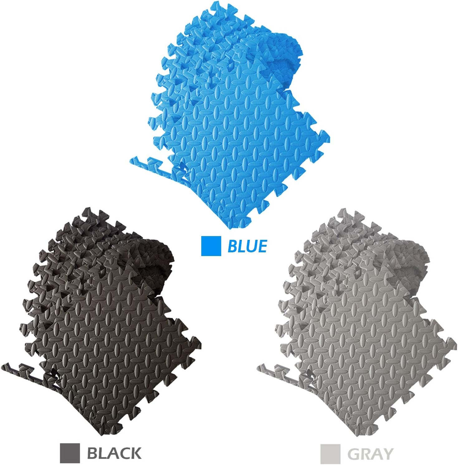 A2ZCare Puzzle Exercise Mat with EVA Foam Interlocking Tiles (Protective Flooring) - 3 YEAR Limited Warranty with 60 day - Perfect for Home Gym, Aerobic, Yoga & Pilates (Black-12pcs with Border Tiles) : Sports & Outdoors