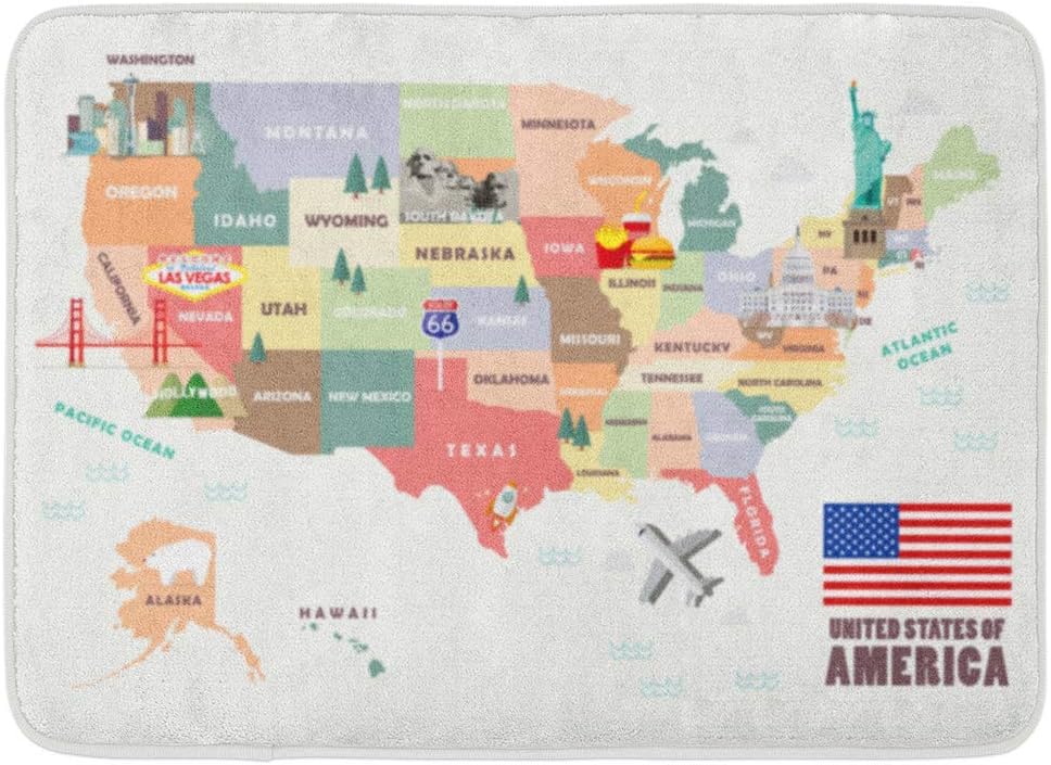 SUPERQIAO Fußmatten Bad Teppiche Outdoor/Indoor Türmatte USA Karte der