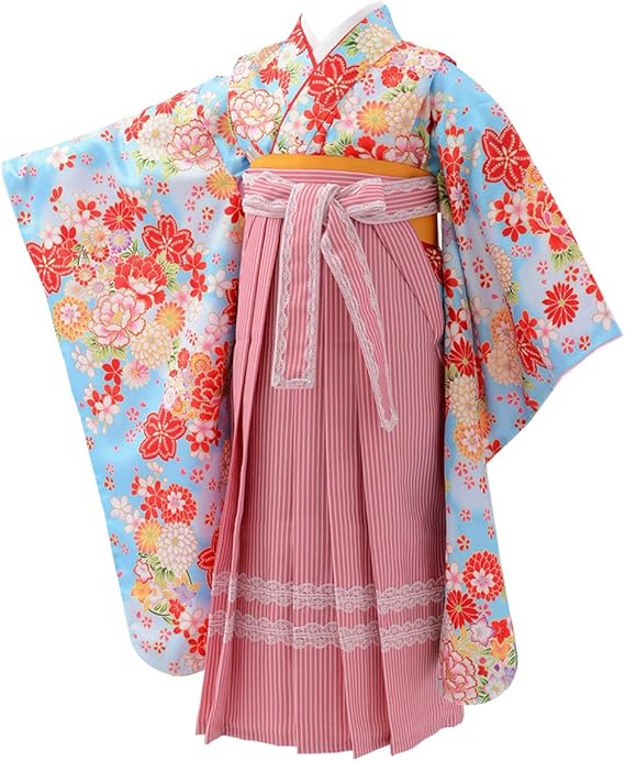 Amazon 京のみやび 卒園式 七五三 女の子着物袴セット ちょっと小さめ 水色 芍薬と菊 100cm 110cm 1cm 5才 着物 浴衣 通販