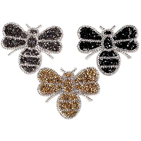 Dosige 3 Pcs Bügel Iron on Buchstaben Aufnäher mit Strass Patches für Jacken Cap Hosen Jeans Kleidung Stoff Kleider Applikati