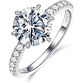 MOOSEA 2CT Moissanite Engagement Rings for Women Wife, 925 Sterling Silver with 14K White Gold Plated Promise Ring Her Moissanite Rings for Women Engagement Wedding Gifts