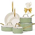 Pots and Pans Set Non Stick - VONIKI Ceramic Cookware Set with Cooking Utensils Set, Non Toxic Kitchen Cookware Sets Dutch Oven Pot with Lid Saucepan Set Sauté Pan Frying Pan Set for Cooking Gifts