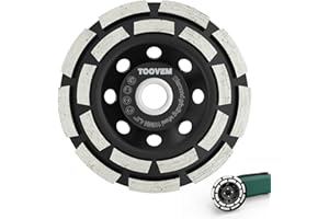 TOOVEM A FAMILY OF MANUFACTURERS TOOVEM Diamond Concrete Grinding Wheel 4-1/2 Inch, Angle Grinder Wheels Cup Double Row Diamond Cup Wheel for Polishing and Cleaning Concrete Surface, Cement, Marble, Rock, Granite and Thinset Removing