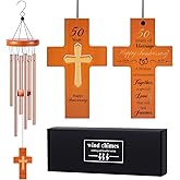 50th Wedding Religious Cross Wind Chimes Happy 50 Years of Marriage Romantic Gifts Unusual Golden Anniversarys Keepsake Present for Couple Women Men Parents Wife Husband Friends