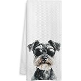 WOTYPU Funny Schnauzer Gifts Kitchen Towels, Schnauzer Gifts for Women Men Dish Tea Towels, Dog Lover Gifts Decorative Hand Towel for Bathroom, Dog Bathroom Decor, 16x24 Inch
