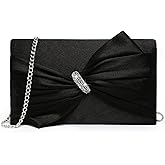 Dasein Women Elegant Satin Bow Flap Evening Bag Rhinestone Clutch Purse Handbag Formal/Wedding/Prom/Party