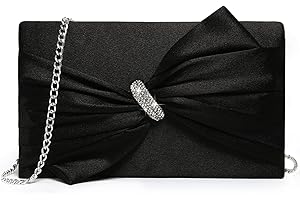 Dasein Women Elegant Satin Bow Flap Evening Bag Rhinestone Clutch Purse Handbag Formal/Wedding/Prom/Party