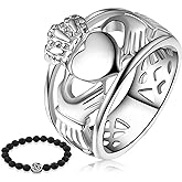 Gungneer Stainless Steel Irish Claddagh Ring Celtic Knot Love Wedding Band Jewelry Accessories Men Women