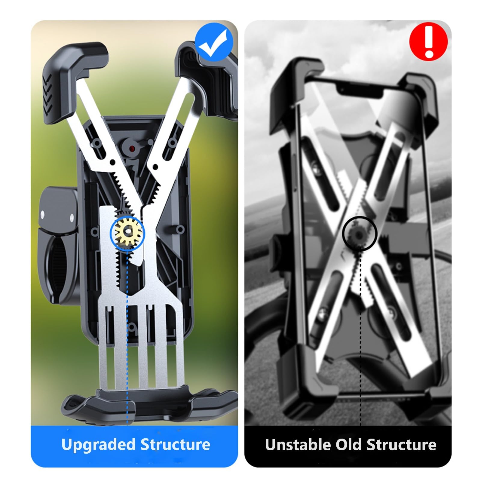 NOVAKE Bike Phone Mount Holder Handlebar Motorcycle Cell Phone Mount, Electric Scooter Stroller Ebike Mountain Dirt Bicycle Smartphones Clip for iPhone 15 Pro Max Plus 14 13 12 11, 4.7-7“ Cellphone