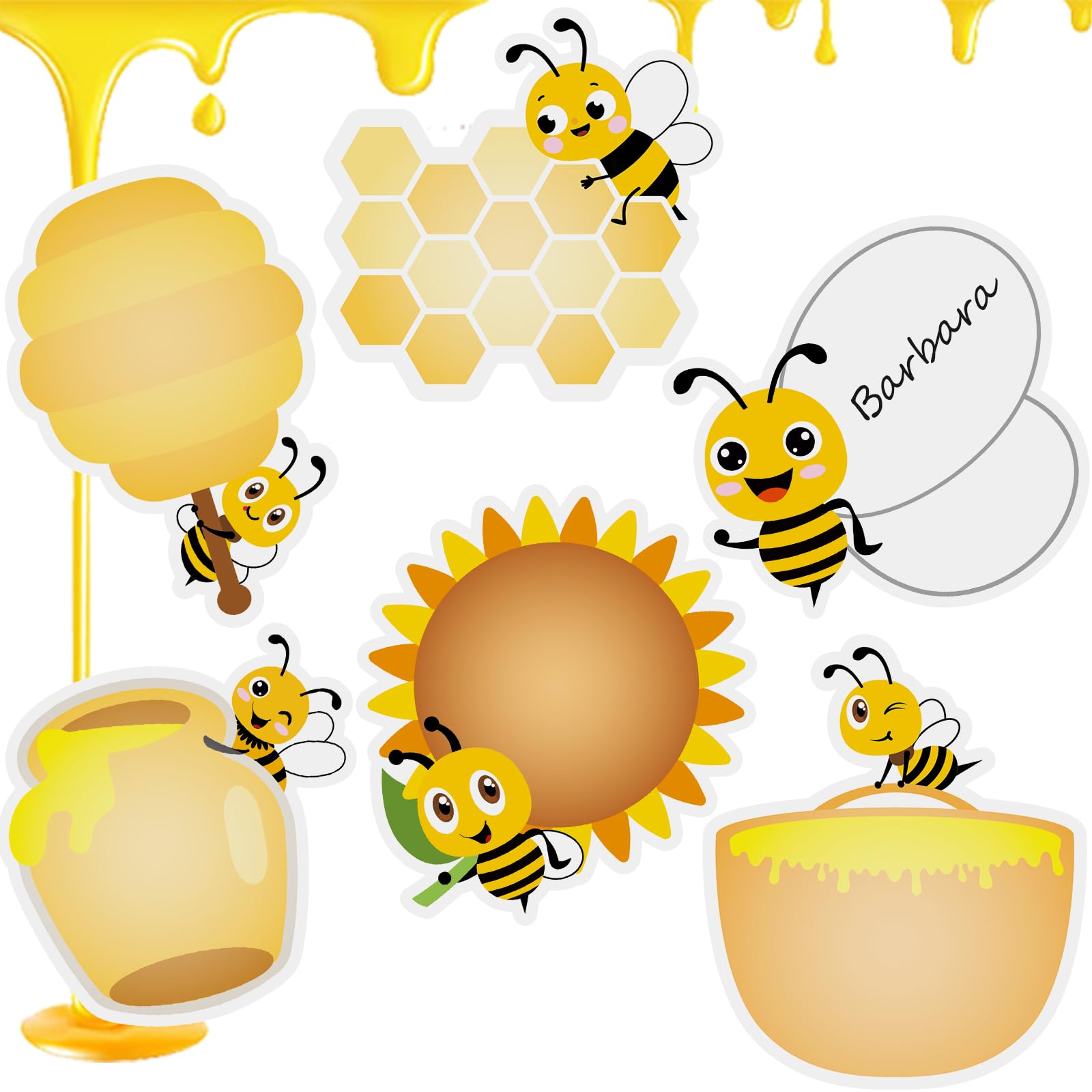 Photo 1 of Henoyso 108 Pcs Bee Desk Name Tags for Classroom Decor Back to School Locker Name Tags for Kindergarten, Preschool, 1st, 2nd & 3rd Grade Teacher Nameplates for Student