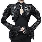 XCJIKUKE Women Gothic Crop Top Grunge Black Cover Up Cardigan Y2k Cropped Shirts