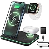 Liwin Wireless Charger, 3 in 1 Qi-Certified 15W Fast Charging Station Compatible with Apple Watch 7 SE 6 5 4 3 2, iPhone 13/1