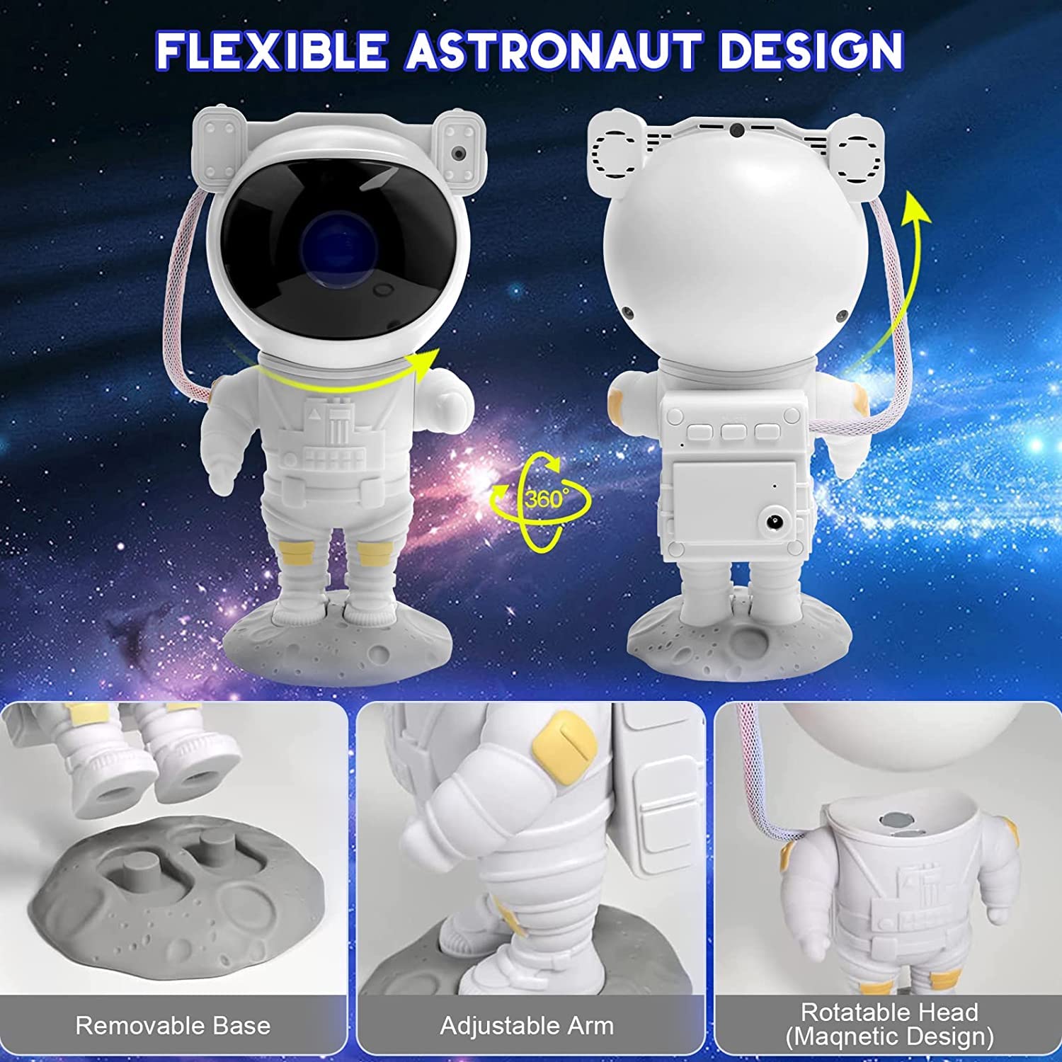 SFOUR Astronaut Galaxy Projector Night Light，Lights for Bedroom,Kids Room Decor Aesthetic, Adjustable Head Angle,Gift for Kids Adults Home Party Ceiling Decor，Christmas Gift