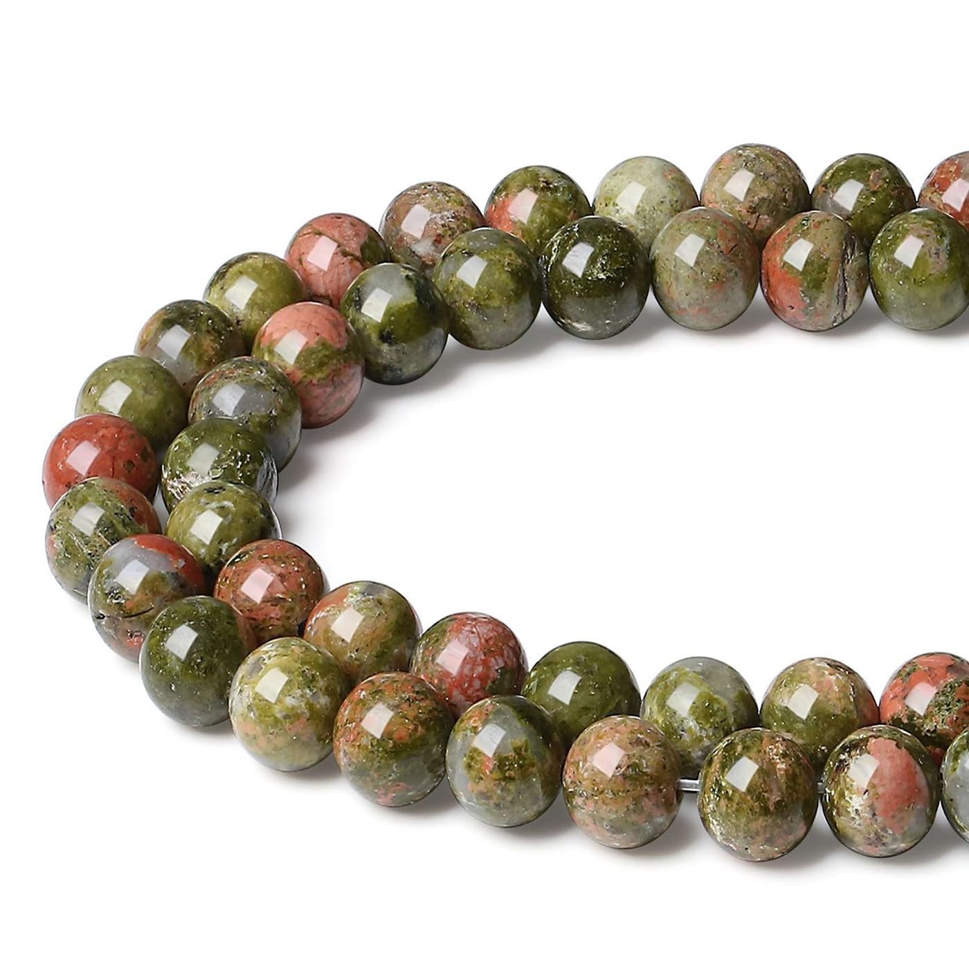 XIANNVXI Unakite Beads for Jewellery Making 8mm Crystal Stone Round Beads for Crafting 47 Pcs