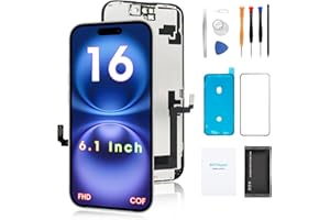 Screen Replacement for iPhone 16 6.1', FHD COF 3D Touch Display Full Repair kit, Digitizer Assembly with Tools Set, Tempered 