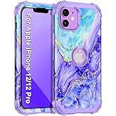 Casetego for iPhone 12 Case,iPhone 12 Pro Case,Three Layer Heavy Duty Sturdy Shockproof Full Protection Rugged Hard PC+Soft TPU Bumper Case for Apple iPhone 12/12 Pro,Cobalt Violet