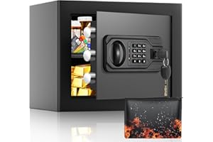 THMOSZ 1.2 Cu Ft Home Safe with Fireproof Waterproof Bag, Small Safe with Keypad and Removable Shelf, Digital Home Security Safety Box for Money Firearm Medicines Valuables