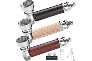 GENERIC 3pc Short Realistic Wood Grain Tobacco Pipe,Wooden Classic Texture Smoking Pipes,With Cleaner Tamper Tool Black Bag