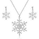 EVER FAITH Austrian Crystal Snowflake Necklace Earrings Set