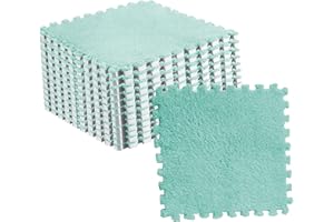 Masyrt 10 Pcs Plush Foam Floor Mat Square Interlocking Carpet Tiles Fluffy Play Mat Anti Slip EVA Foam Jigsaw Floor Tiles for