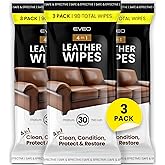 EVEO Leather Cleaner Wipes 4-in-1 Leather Cleaner and Conditioner for Furniture - Leather Couch Cleaner, Car, Shoes & Purses – UV Protection, XL Moistened Wipes Restore & Protect – 3 Pack (90 Total)