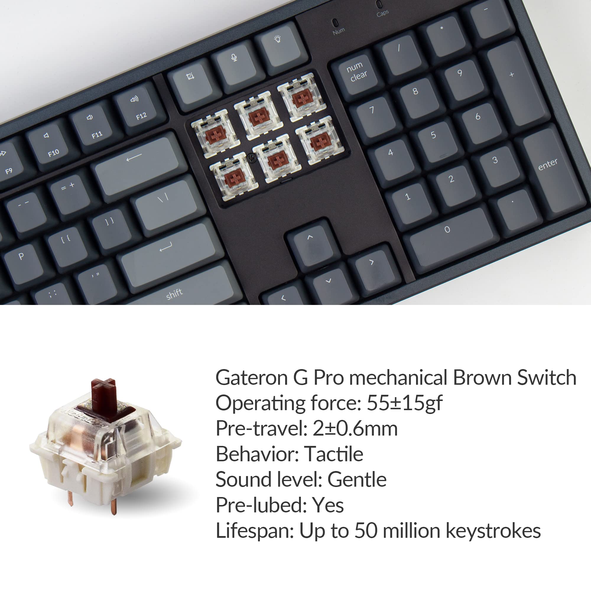 Keychron K10 Full Size 104 Keys Bluetooth Wireless/USB Wired Mechanical Gaming Keyboard for Mac with K Pro Brown Switch/RGB Backlight/Multitasking Computer Keyboard for Windows, Aluminum Frame