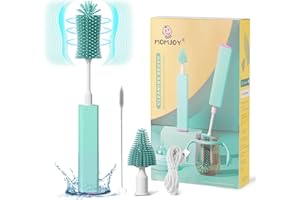 MOMJOY Electric Baby Bottle Brush Cleaner Set - IPX7 Waterproof Bottle Brush and Straw Brush, Silicone Bottle Brush
