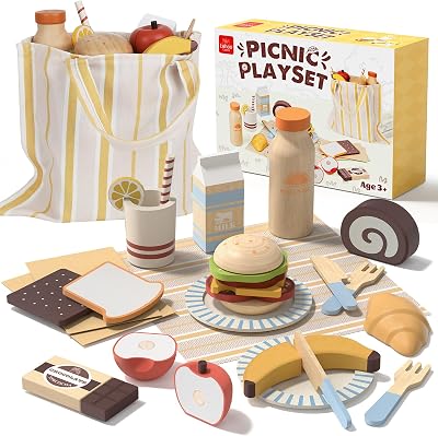 Lehoo Castle Wooden Play Food Set 23 Pcs 3+ Pretend Kitchen Toys