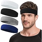 Sweatbands Sports Headband for Men & Women, Moisture Wicking Hairband Athletic Towel Headbands Cotton Head Sweat Bands for Running, Cycling, Yoga, Spa
