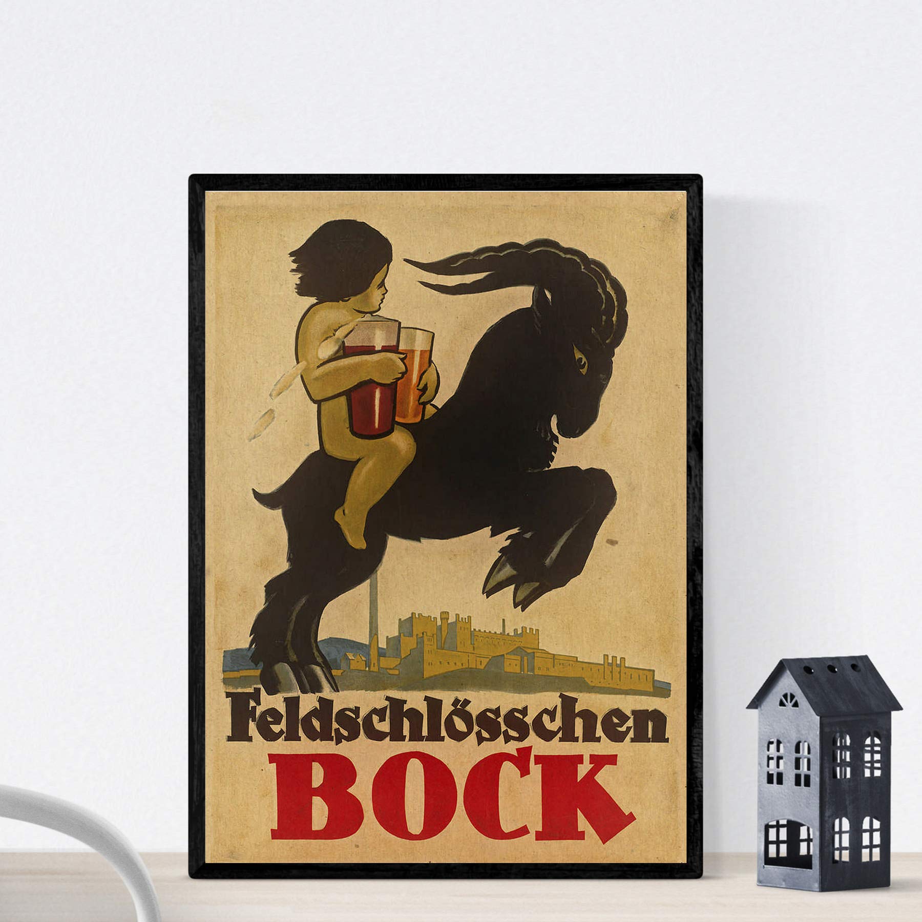 Nacnic Vintage Poster Vintage Ad BOCK Feldschlösschen. A3 size