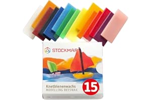 Stockmar Natural Modelling Beeswax: 15 Assorted Colors of Beeswax Sheets Safe for Kids, Toddlers, Adult Artists - Non Toxic, Non Drying Modeling Wax for Homeschoolers, Waldorf Organic Art Supplies