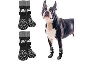 SCENEREAL Anti Slip Dog Socks to Prevent Licking Paws, Dog Shoes for Hot/Cold Pavement, Paw Protector Traction Control on Hardwood Floor, Dog Shoes Booties for Puppy Small Medium Large Senior Dogs