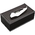 KINGFOM Rectangular PU Leather Tissue Box Cover - Facial Tissue Paper Napkin Holder for Bathroom, Home, Office, Car Automotive Decoration with Magnetic Bottom(Brown)