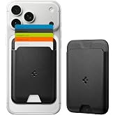 Spigen for MagSafe Wallet, Holds 5 Cards, Strong Magnet, Valentinus MagFit | Vegan Leather Slim Card Holder Compatible with iPhone 18/17/16/15/14/13/12, Pixel 11/10 Series &amp; More - Black