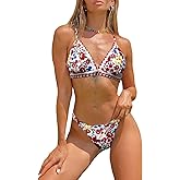 BIKINX Womens Swimsuits Thong Bikini Sets for Women Triangle Two Piece Bathing Suits Tie Back Swim Top