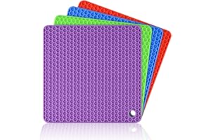 CAKETIME Silicone Trivet Mats - Hot Pads Spoon Rest, Multipurpose Trivet for Hot Dishers Heat Resistant Food Grade Silicone Set of 4