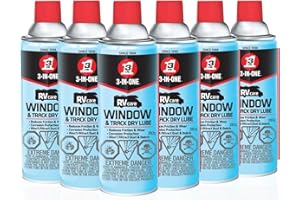 3-IN-ONE RV Care Window & Track Dry Lube 283g case | Leaves a Clear, Protective lubricating Film to Reduce Friction, Without 