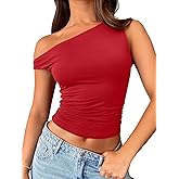 Trendy Queen Women's Off The Shoulder Crop Top, Sleeveless Stretchy Bodycon Tank, Y2K Fashion Sling T-Shirt for Summer