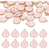 uxcell 52pcs Letter Charm, Enamel Letter Pendants, Alphabet t Pendants Double Sided Beads Charm for DIY Bracelet Necklace Pendants Earring Jewelry, Pink