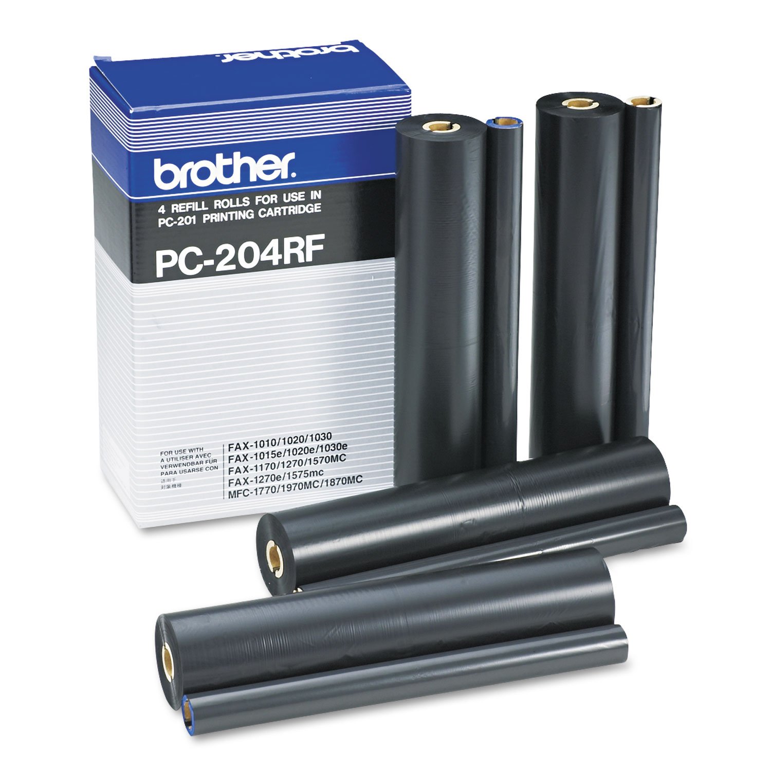 Brother PC-204RF Printing Cartridge Refill Roll, 4 Rolls Pack, Genuine Supplies Black, PC204RF