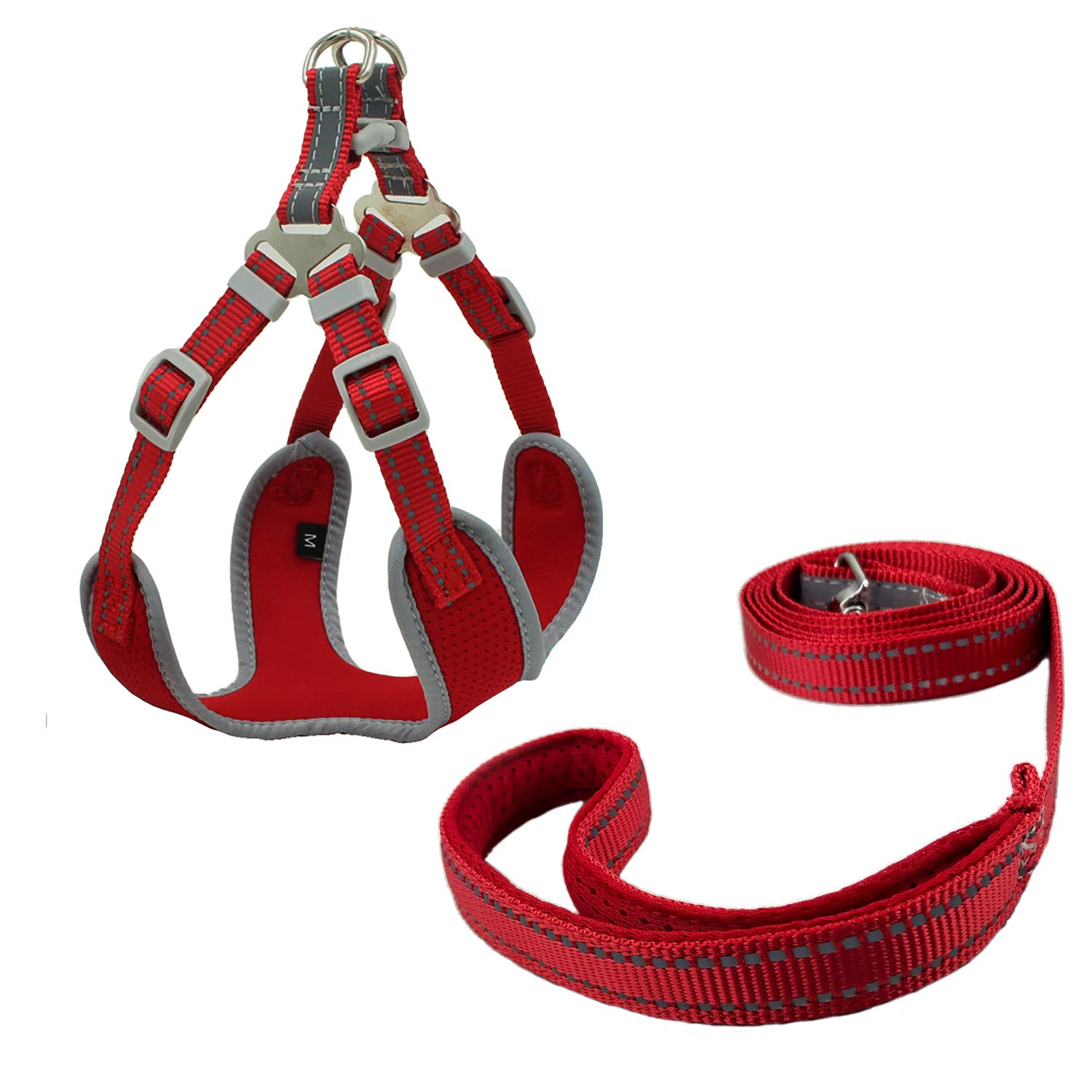 Newtensina Mesh Dog Harness Breathable Puppy Harness with Polyester Reflective Webbing - Red - L
