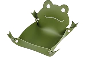 KSNDie Frog Rolling Dice Tray, Folding Leather DND Dice Tray Green Portable Dice Holder Storage Accessories Desk Organizer for D&D Tabletop RPG Games