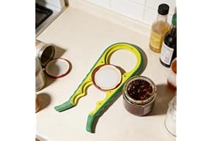 4-in-1 Professional Can Opener with Non-Slip Grip, Jar & Bottle Opener for Effortless Opening, Essential Kitchen Gadget, Gree