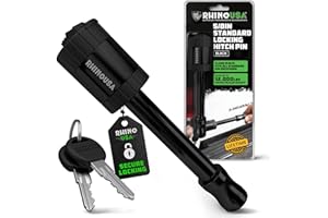 Rhino USA 2” Trailer Hitch Pin – Patented Locking Receiver Pin for Class III/IV Hitches – Weatherproof, Anti-Theft, Debris-Pr