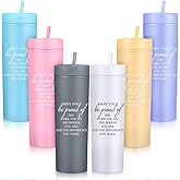 Rtteri 6 Pcs Employee Appreciation Gifts Thank You Tumblers Bulk 16oz Plastic Skinny Tumblers with Lid and Straw for Coworker Staff Team Medical Assistant Teacher(Multicolor)