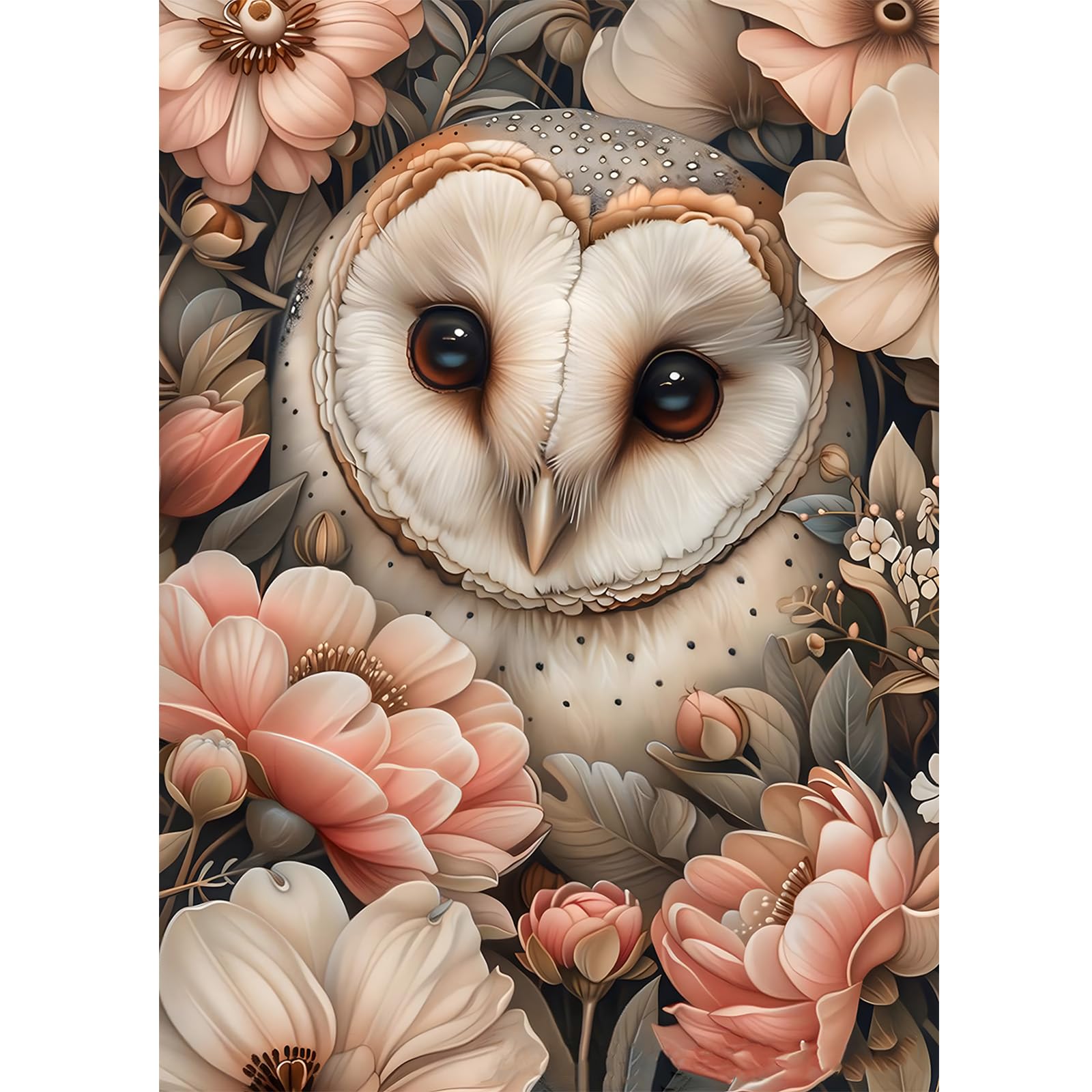 DOMROM Diamond Art Painting Kits for Adults, Owl Diamond Painting Kits 5D Flowers Diamond Art Kit for Beginner, Bird Diamond Painting Full Round Drill Art and Craft for Gift Home Wall Decor 30x40cm
