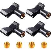 Yeshone 4 Pcs Mic Clips with 4 Adjustable Adapters, Mic Clip 5/8" to 3/8" | Microphone Holder for Wired Wireless Mics, Secure Clamp for Stands, Metal Adapter Converts Thread Size, Universal Studio Use