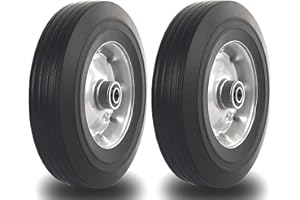 ROOZMAUSY (2-Pack) 10''x2.5'' Flat Free Solid Rubber Replacement Tires - Flat-Free Tires for Hand Trucks and Wheelbarrows with 10” Tires with 5/8" Axles (10"*2.5)