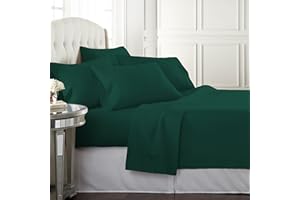 Danjor Linens King 6 Piece Sheet Set - Hotel Quality, Breathable, & Cooling Sheet Set with Deep Pockets - Soft Bed Sheets - Wrinkle Free - Machine Washable -Forest Green Sheets for King Size Bed - 6pc